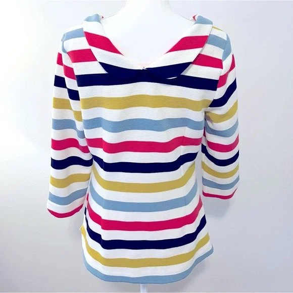 Boden Sarah Ponte Knit Ottoman Top with Multicolor Stripes. Size US 10 - Picture 10 of 12